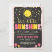 Little sunshine Birthday-uitnodiging Roze Gold Gir Kaart (Voorkant)
