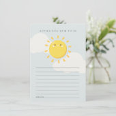 Little Sunshine Blue Advice for Mum Baby shower Informatiekaartje (Staand voorkant)