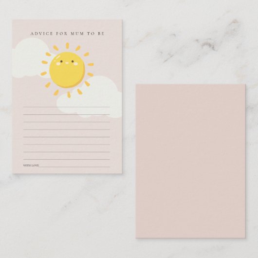 Little Sunshine Blush Advice for Mum Baby shower Informatiekaartje (Voorkant / Achterkant)