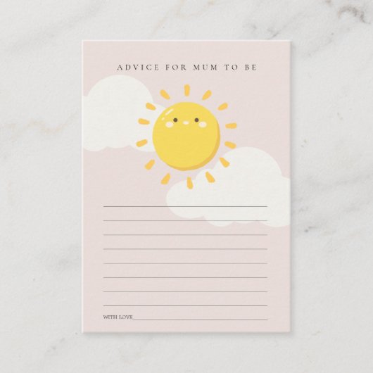 Little Sunshine Blush Advice for Mum Baby shower Informatiekaartje (Voorkant)