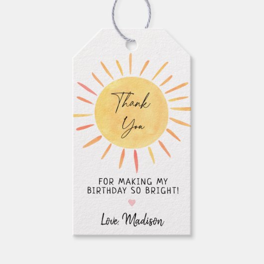 Little Sunshine Boho Birthday Bedankt Cadeaulabel (Voorkant)