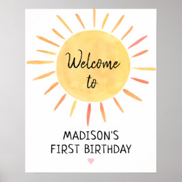 Little Sunshine Boho Birthday Welkom Poster
