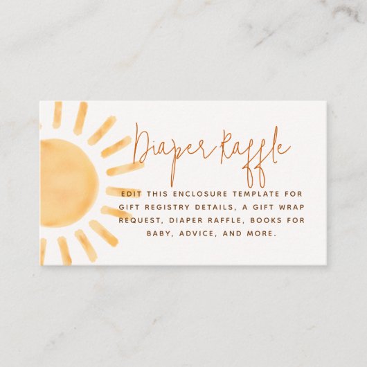 Little Sunshine Boho Genderneutraal Baby shower Informatiekaartje (Voorkant)