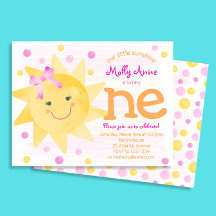 Little Sunshine Budget 1st Birthday Invitation