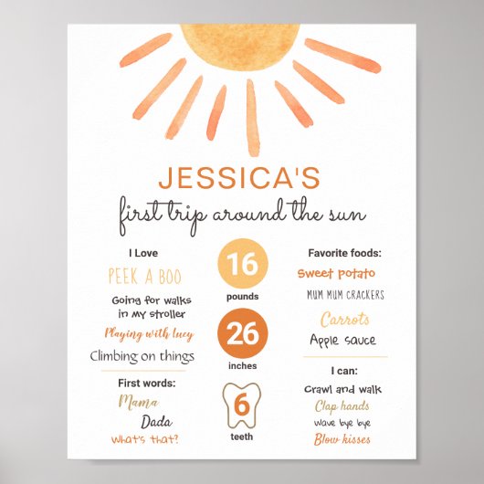 Little Sunshine Eerste reis Zon Verjaardag mijlpal Poster (Voorkant)