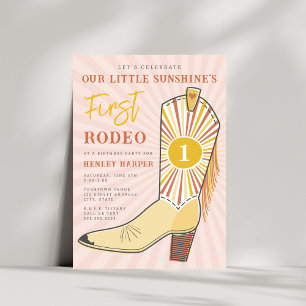 Little Sunshine Eerste Rodeo Laars Verjaardagsfees Kaart