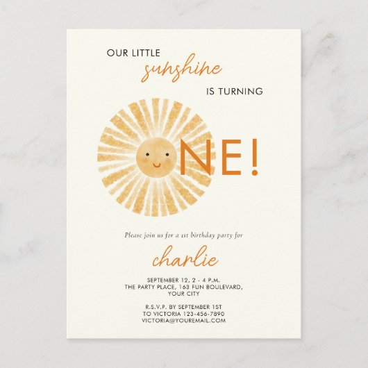 Little Sunshine eerste uitnodiging voor de eerste  (Voorkant)