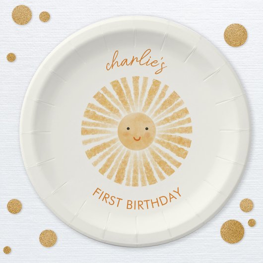 Little Sunshine eerste verjaardag gepersonaliseerd Papieren Bordje