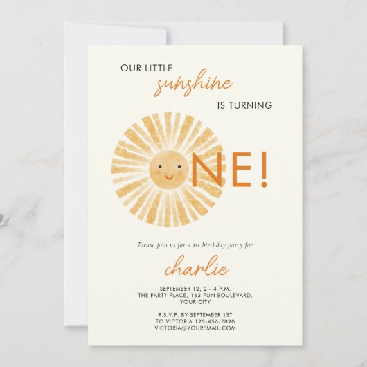 Little Sunshine eerste verjaardag Kaart (Voorkant)