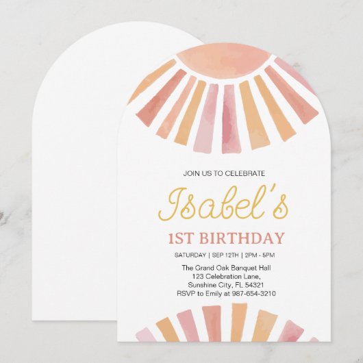 Little Sunshine Eerste verjaardag, Sunshine 1e Geb Kaart (Voorkant / Achterkant)