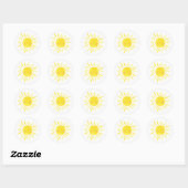 Little Sunshine Feestje Gele Zon Ronde Sticker (Vel)
