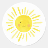 Little Sunshine Feestje Gele Zon Ronde Sticker (Voorkant)