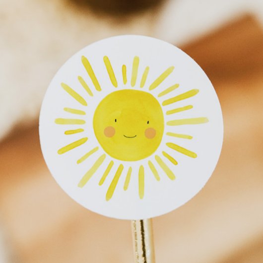 Little Sunshine Feestje Gele Zon Ronde Sticker