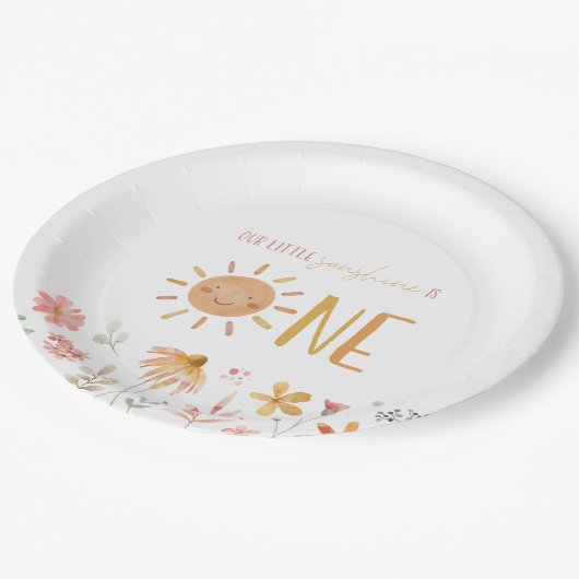 Little Sunshine First Birthday Papieren Bordje (Gekanteld)