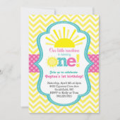 Little Sunshine First Birthday Party Invitation Kaart (Voorkant)