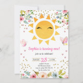 Little Sunshine Floral Schattige meisje eerste ver Kaart (Voorkant)