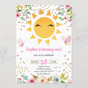 Little Sunshine Floral Schattige meisje eerste ver Kaart