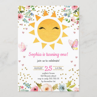 Little Sunshine Floral Schattige meisje eerste ver Kaart
