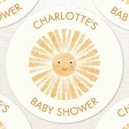 Little Sunshine Gepersonaliseerd Baby shower Ronde Sticker