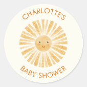 Little Sunshine Gepersonaliseerd Baby shower Ronde Sticker (Voorkant)