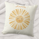 Little Sunshine gepersonaliseerd Kussen<br><div class="desc">Een vrolijke gele waterverf zonneschijn op een zacht crème achtergrond. Wijzig de naam van het moderne script om deze aan te passen. Originele versie door Nic Squirrell.</div>