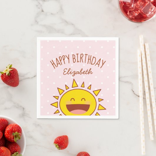 Little Sunshine Girl Verjaardag Happy Birthday Par Servet (Insitu)