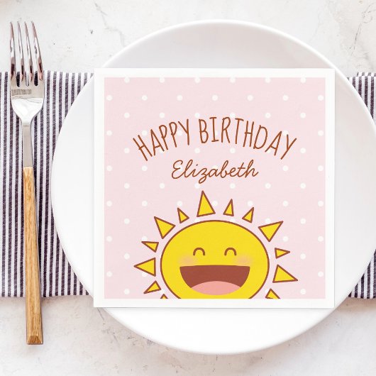 Little Sunshine Girl Verjaardag Happy Birthday Par Servet