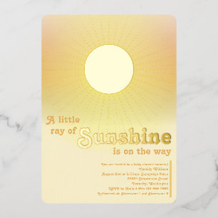 Little Sunshine Gold Sun Baby shower Folie Invitat Uitnodiging
