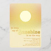 Little Sunshine Gold Sun Baby shower Folie Invitat