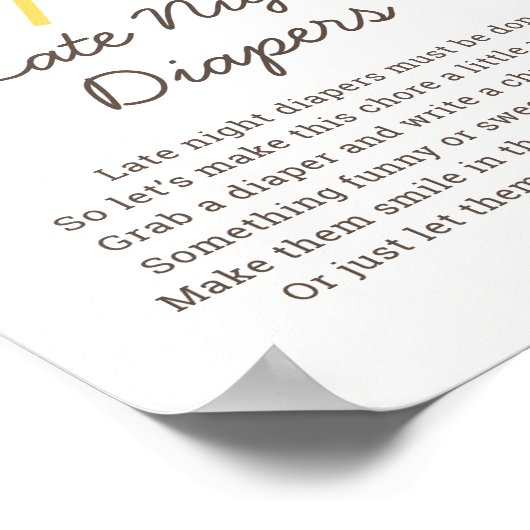 Little Sunshine Late Night Luierspelbord Poster (Hoek)