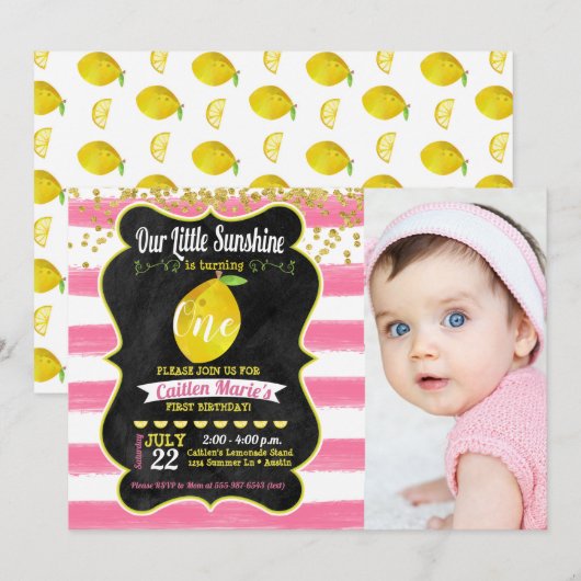 Little Sunshine Lemon Verjaardagsfoto Kaart (Voorkant / Achterkant)