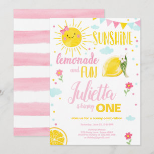Little Sunshine Lemonade Pink Girl Lemon Birthday Kaart
