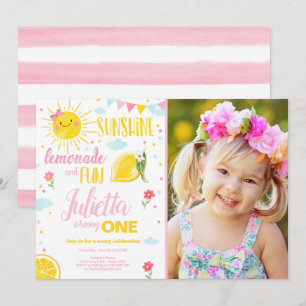 Little Sunshine Lemonade Pink Girl Lemon Birthday Kaart