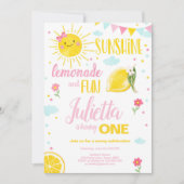 Little Sunshine Lemonade Pink Girl Lemon Verjaarda Kaart (Voorkant)