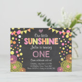 Little Sunshine Lemonade Roze Verjaardag uitnodigi Kaart (Staand voorkant)