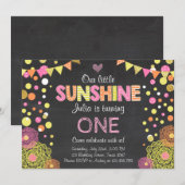 Little Sunshine Lemonade Roze Verjaardag uitnodigi Kaart (Voorkant / Achterkant)