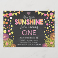 Little Sunshine Lemonade Roze Verjaardag uitnodigi