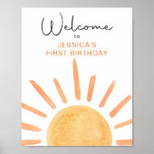 Little Sunshine Meisje Boho Sun Verjaardag Welkom Poster (Voorkant)