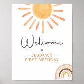 Little Sunshine Meisje Boho Sun Verjaardag Welkom Poster (Voorkant)