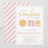 Little Sunshine Meisje Verjaardagsfeestuitnodiging Kaart (Voorkant / Achterkant)