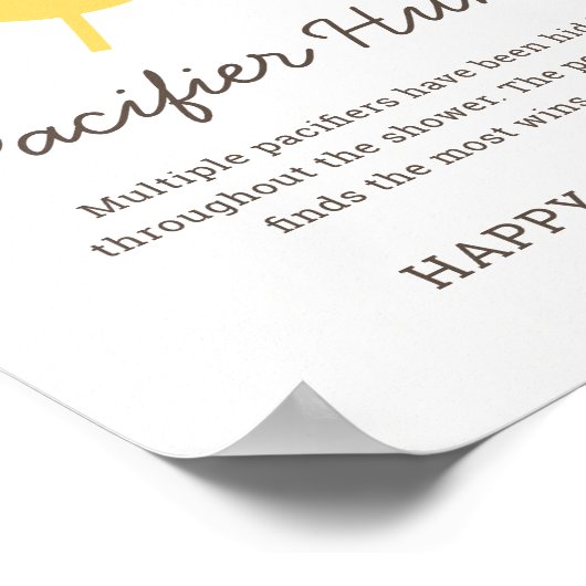 Little Sunshine Pacifier Hunt Game Sign Poster (Hoek)