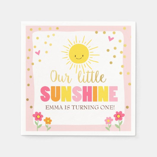 Little sunshine papier servet roze gouden limonade (Voorkant)