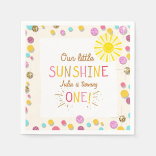 Little sunshine papier servet roze gouden limonade