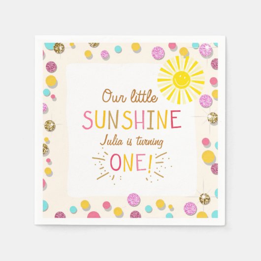 Little sunshine papier servet roze gouden limonade (Voorkant)