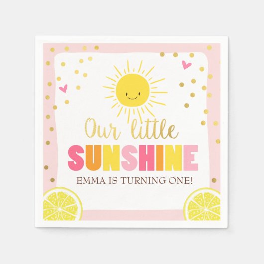 Little sunshine papier servet roze gouden limonade (Voorkant)