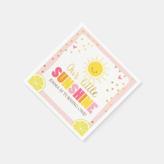 Little sunshine papier servet roze gouden limonade (Hoek)