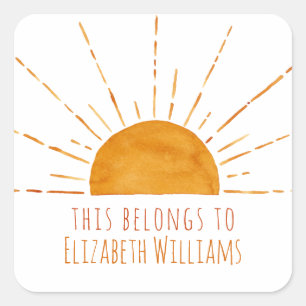 Little Sunshine Personalized School Vierkante Sticker