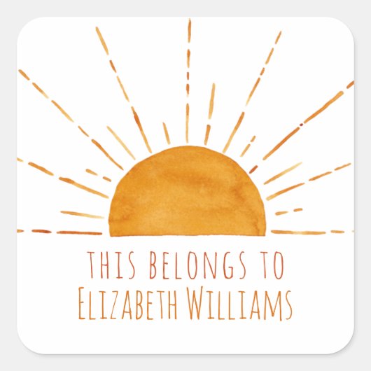 Little Sunshine Personalized School Vierkante Sticker (Voorkant)