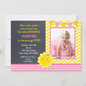 Little Sunshine Photo Birthday Party Invitation Kaart (Voorkant)