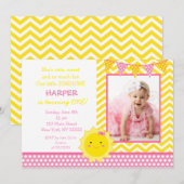Little Sunshine Photo Birthday Party Invitation Kaart (Voorkant / Achterkant)